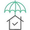 House under an umbrella symbolizing legal guidance and protection for property management services.