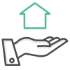 Hand holding a house icon representing property management services, emphasizing maintenance and care for rental properties.