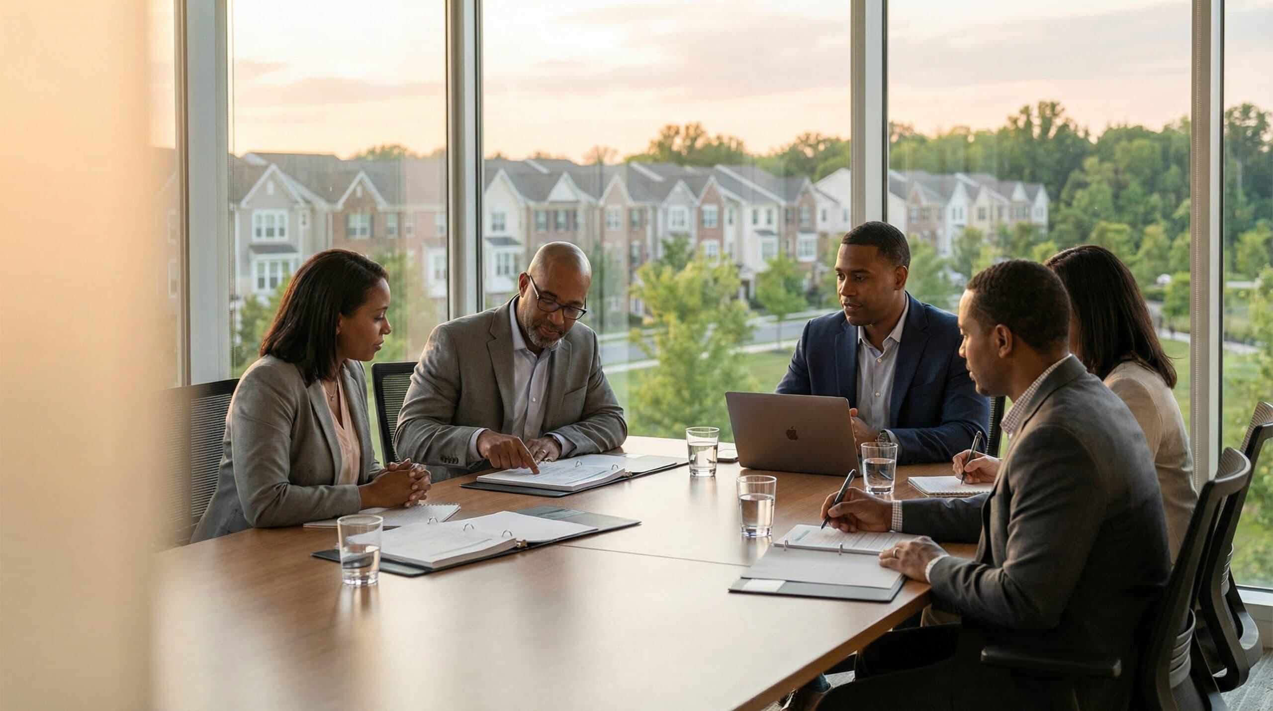 Insurance review checklist on a clipboard with pen and documents on a desk during a boardroom risk and insurance discussion for condo associations.