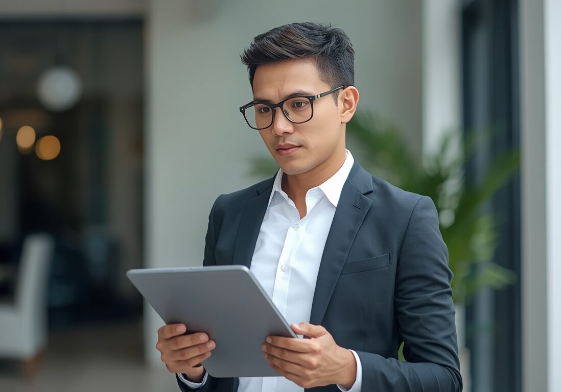 lucid-origin_A_professional_inspector_or_property_manager_stands_in_a_well-lit_modern_office_-1 Inspector or property manager holding a clipboard/tablet
